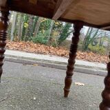Round extendable dining table with drop leaf, 19th century console table