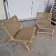 Pair of armchairs low solid wood and braided rope