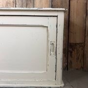 Vintage patinated work cabinet with sliding doors (renovated)