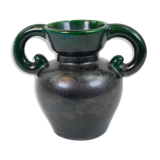 Black and green ceramic vase