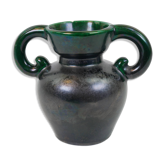 Black and green ceramic vase