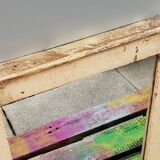 Off-White Mirror Old Teak Wood Patina