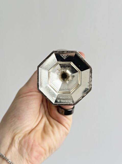 Antique patinated metal soliflore vase