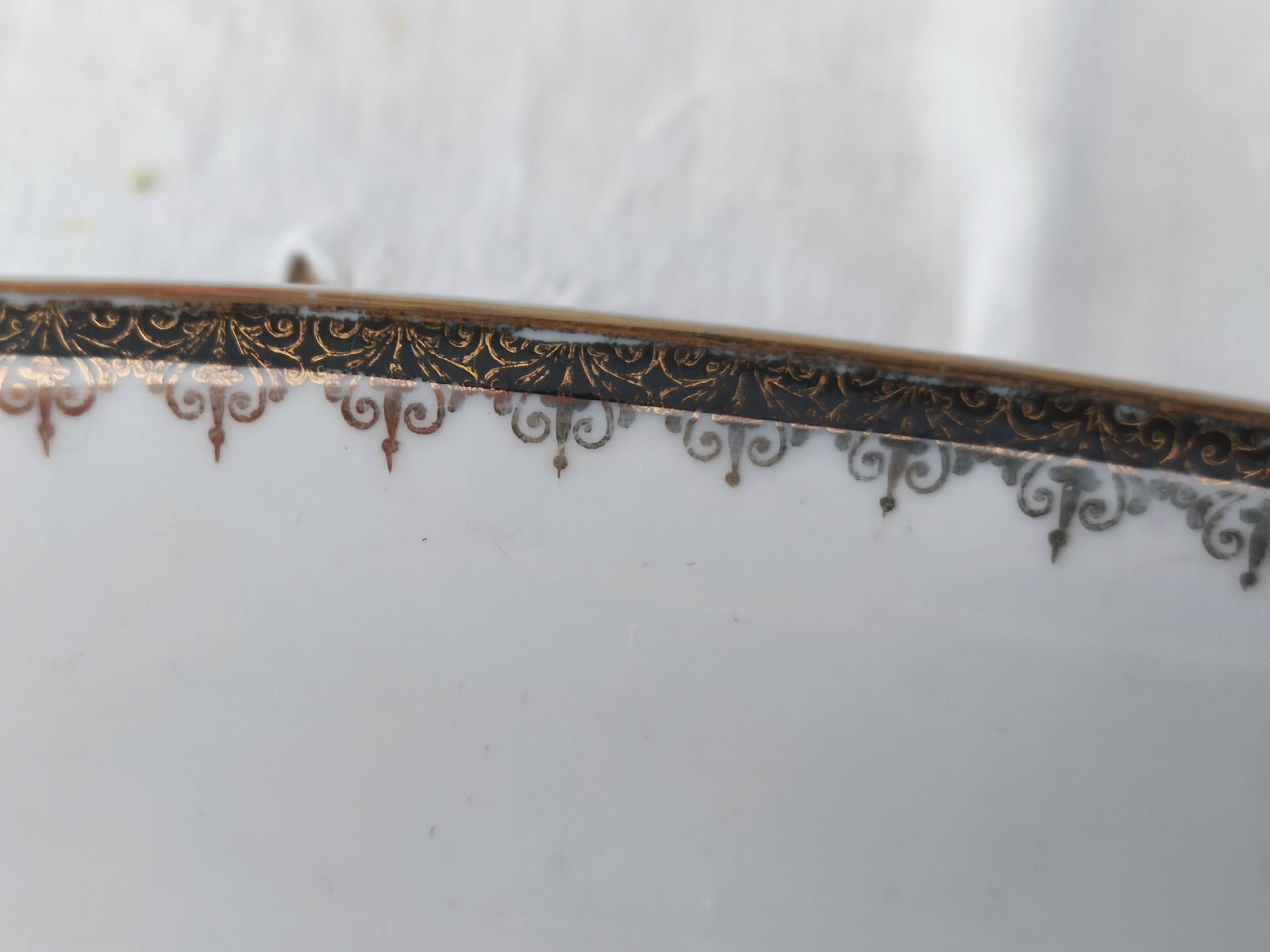 Large oval Winterling Bavaria porcelain dish with gold frieze Excelsior decoration