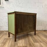 Commode vintage 3 tiroirs en bois restaurée avec peinture Libéron
