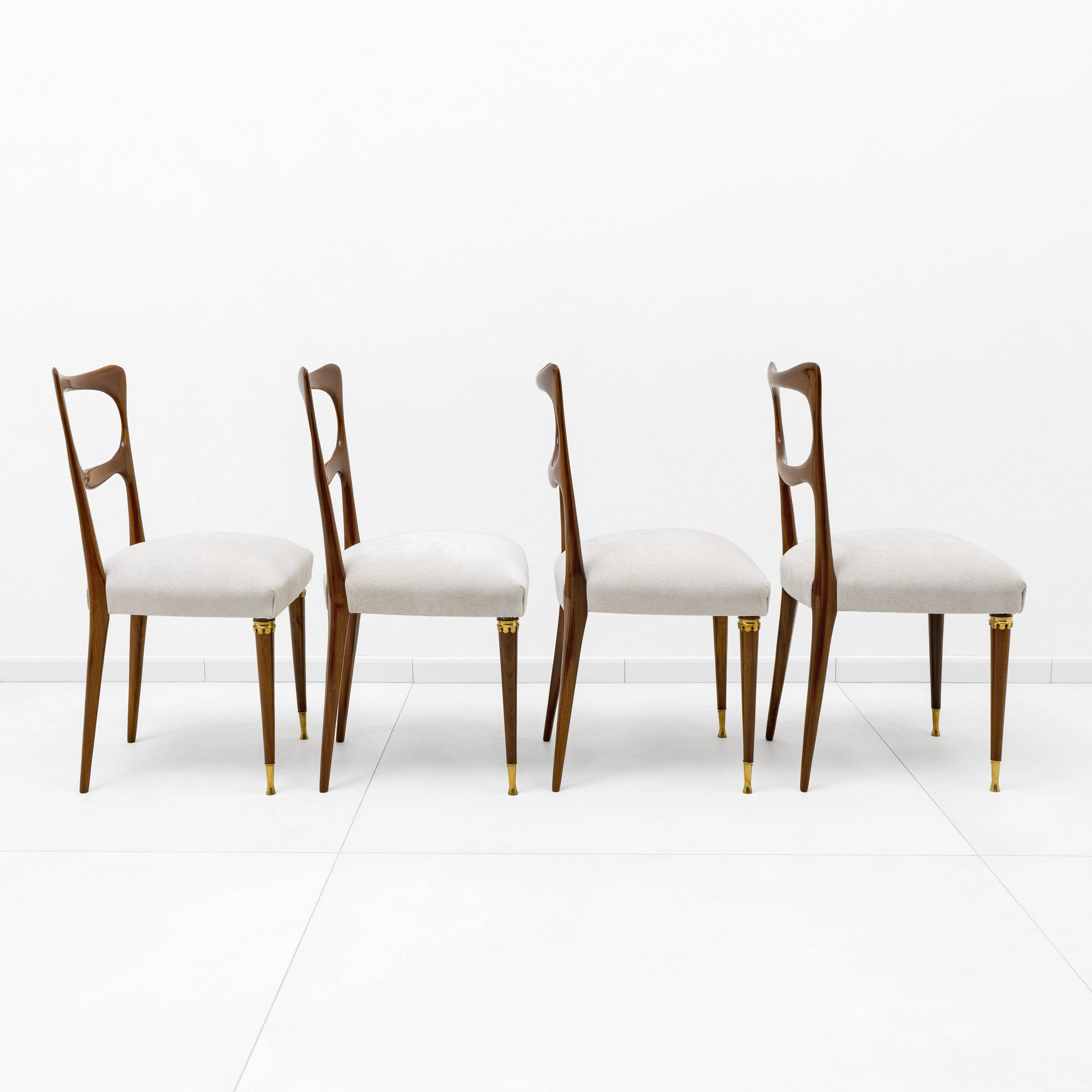 Attributed to Paolo Buffa Mid-Century Modern Dinning Chairs, 1950s, Set of