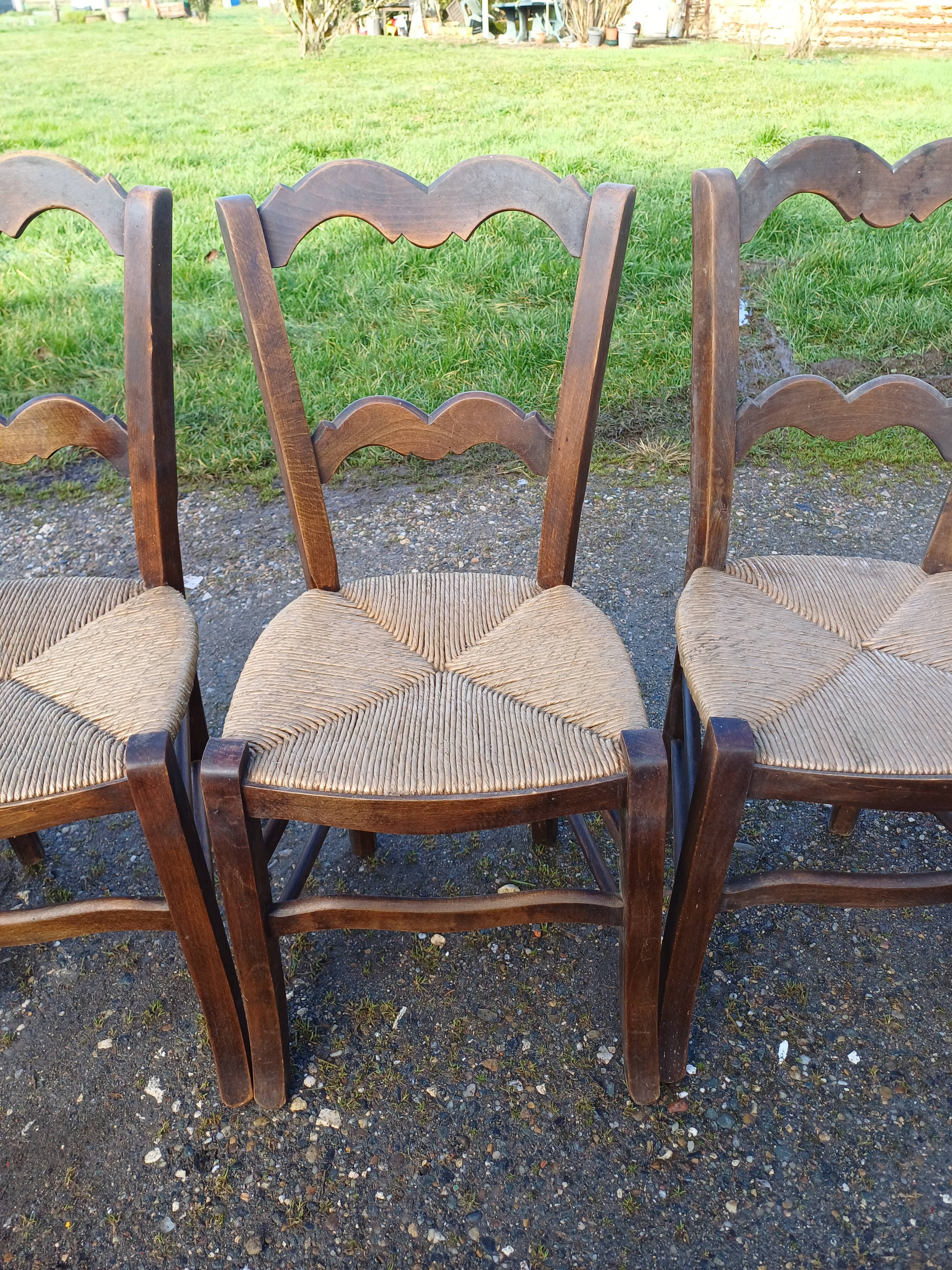 7 Old Straw Chairs