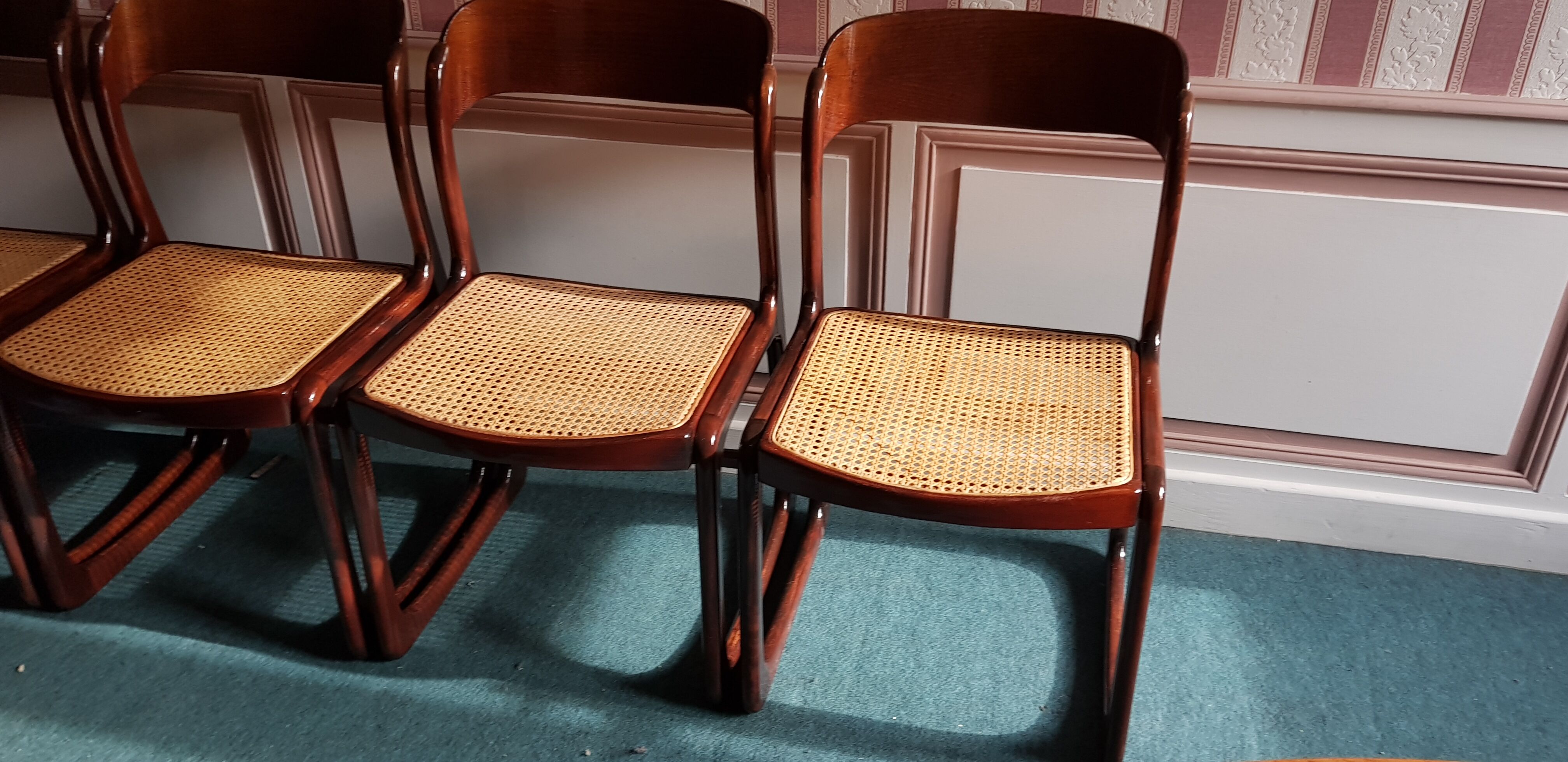 Suite of 6 chairs sleigh Baumann vintage redone
