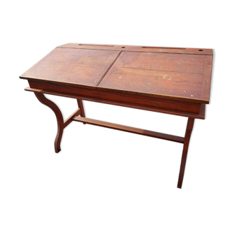 School desk 2 seats in teak