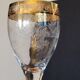 6 old wine glasses in engraved crystal and gold