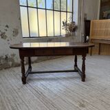 19th century oval solid oak table