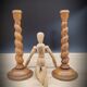 DuO turned wood candle holders