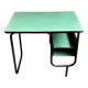 Bureau en métal noir et vinyle vert