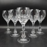 6 Wine glasses in cut crystal from Lorraine LEMBERG model NORA H 18 cm