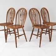 Windsor Antique Early 20th English Victorian Dining Room Chairs, Set of fou