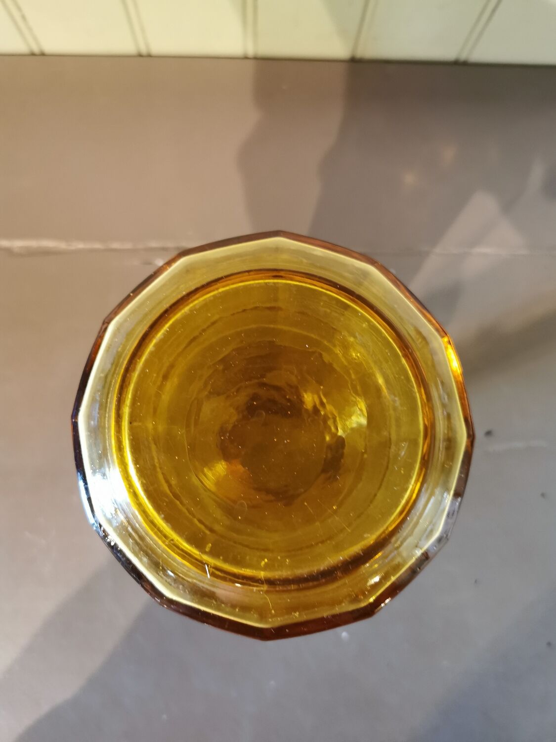 Art deco glass carafe in yellow