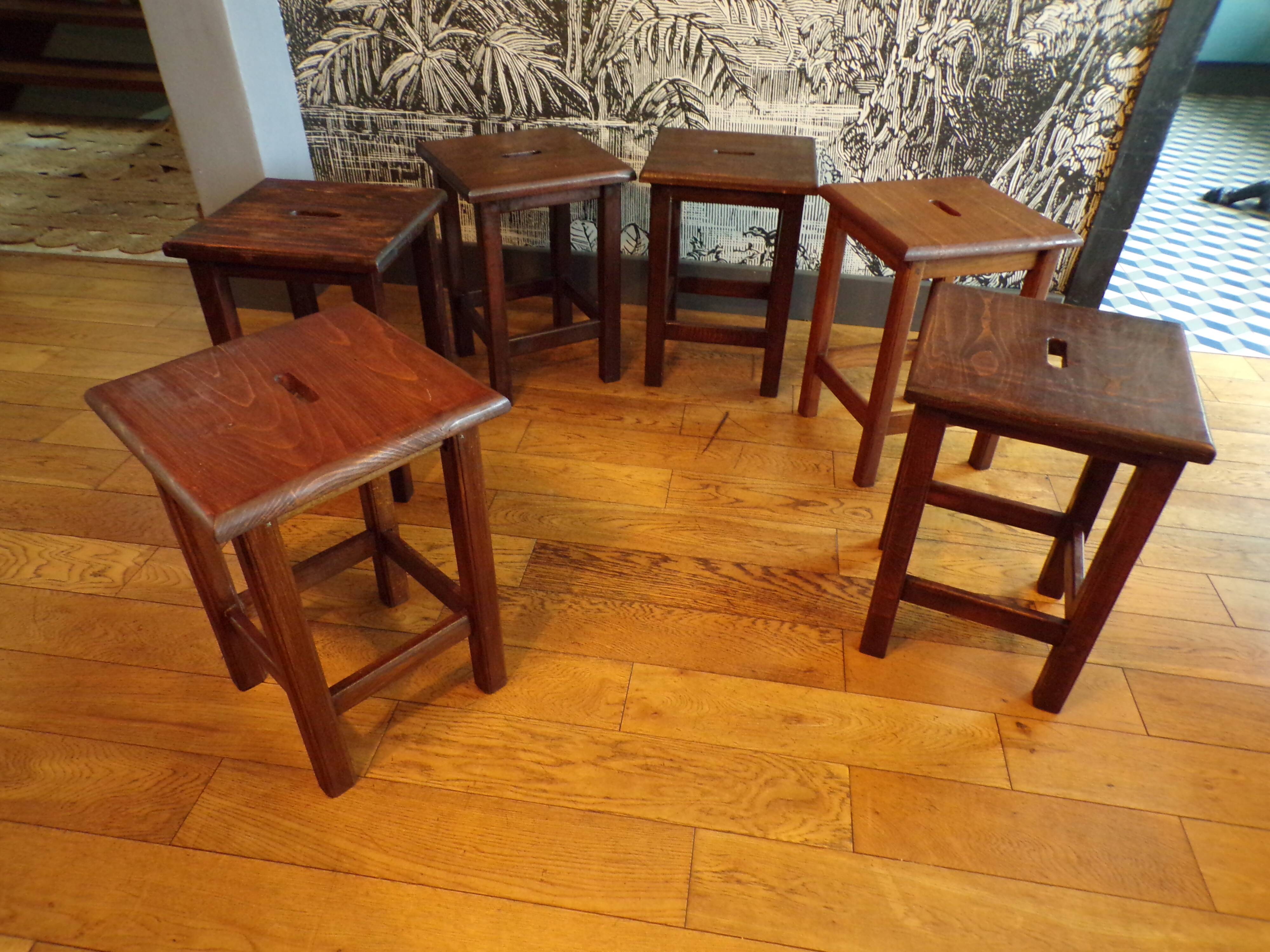 Set of 6 farm/workshop stools