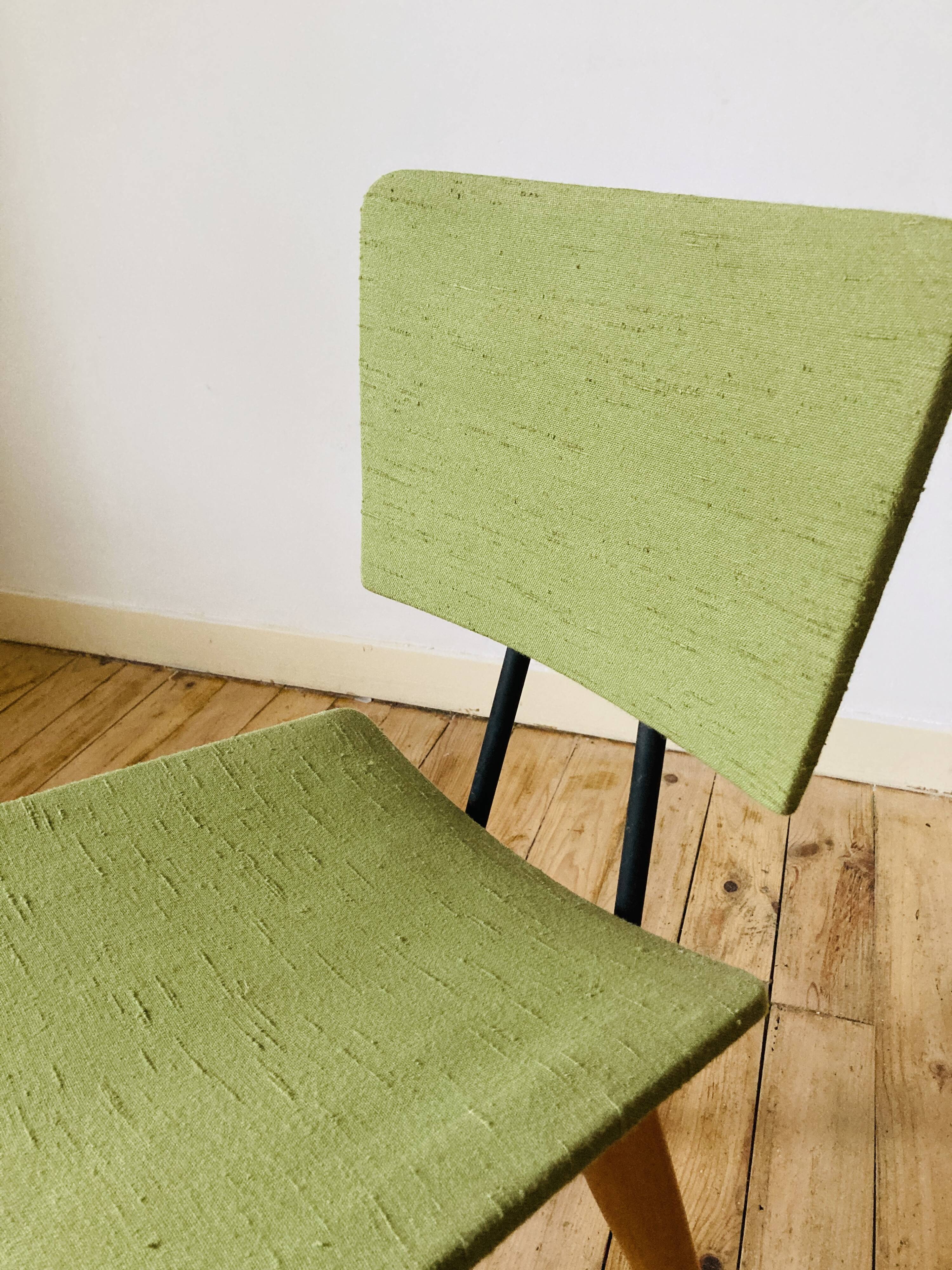 Green scandinavian wooden chairs 60/70