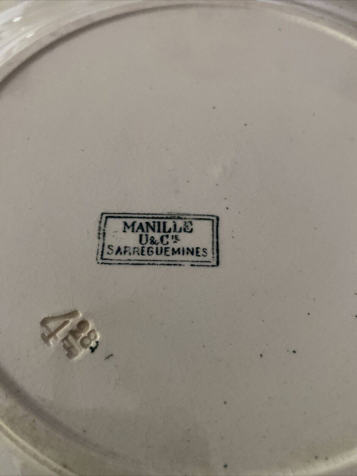 6 flat plates + 1 round dish sarreguemines manila decor.terre de fer