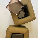 Pair of cinna bedside tables in foam and smoked plexiglass, ligne roset 1970