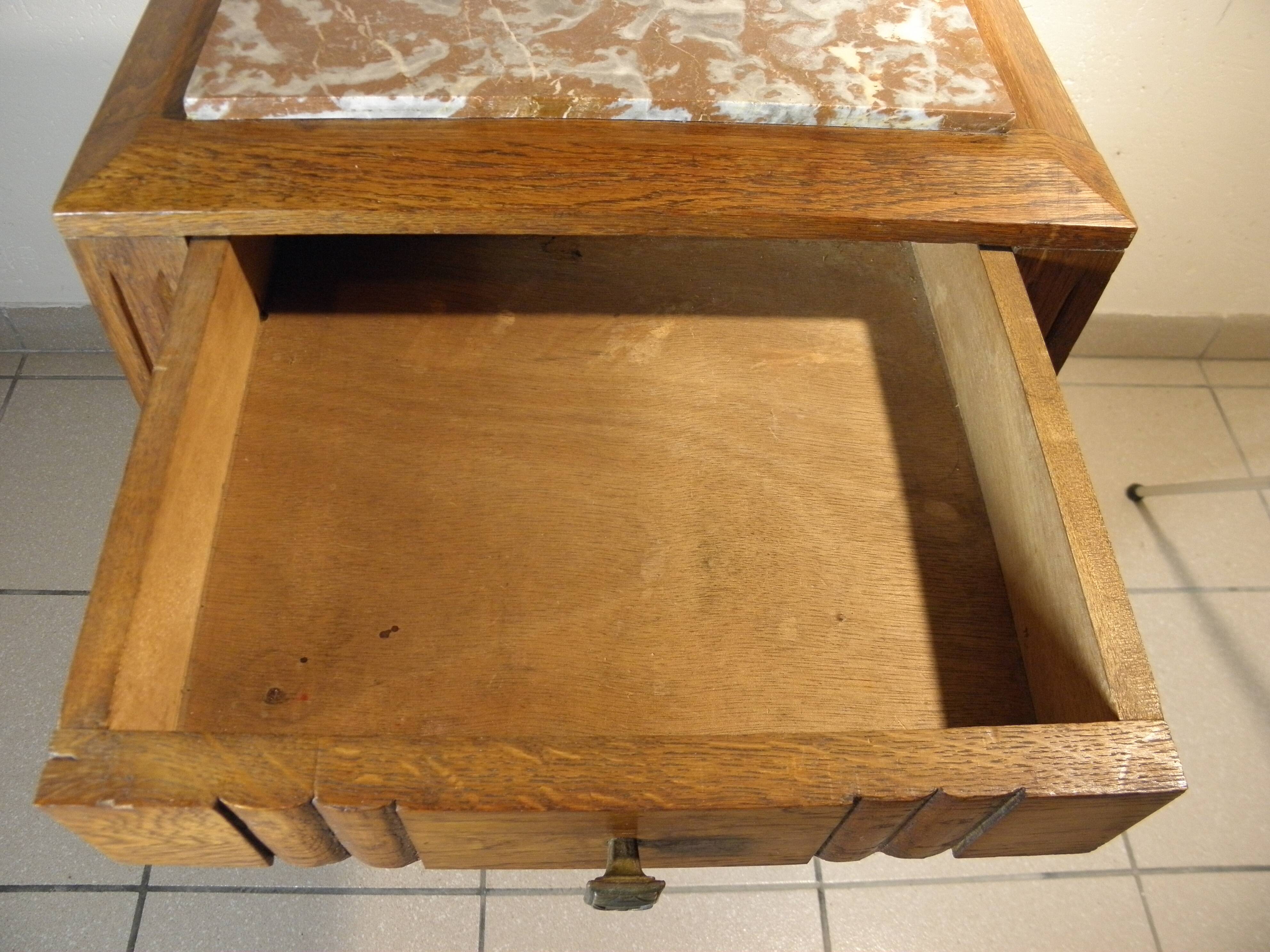 Art Deco oak and marble bedside table
