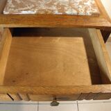 Art Deco oak and marble bedside table