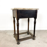 Antique oak hall table with stone top