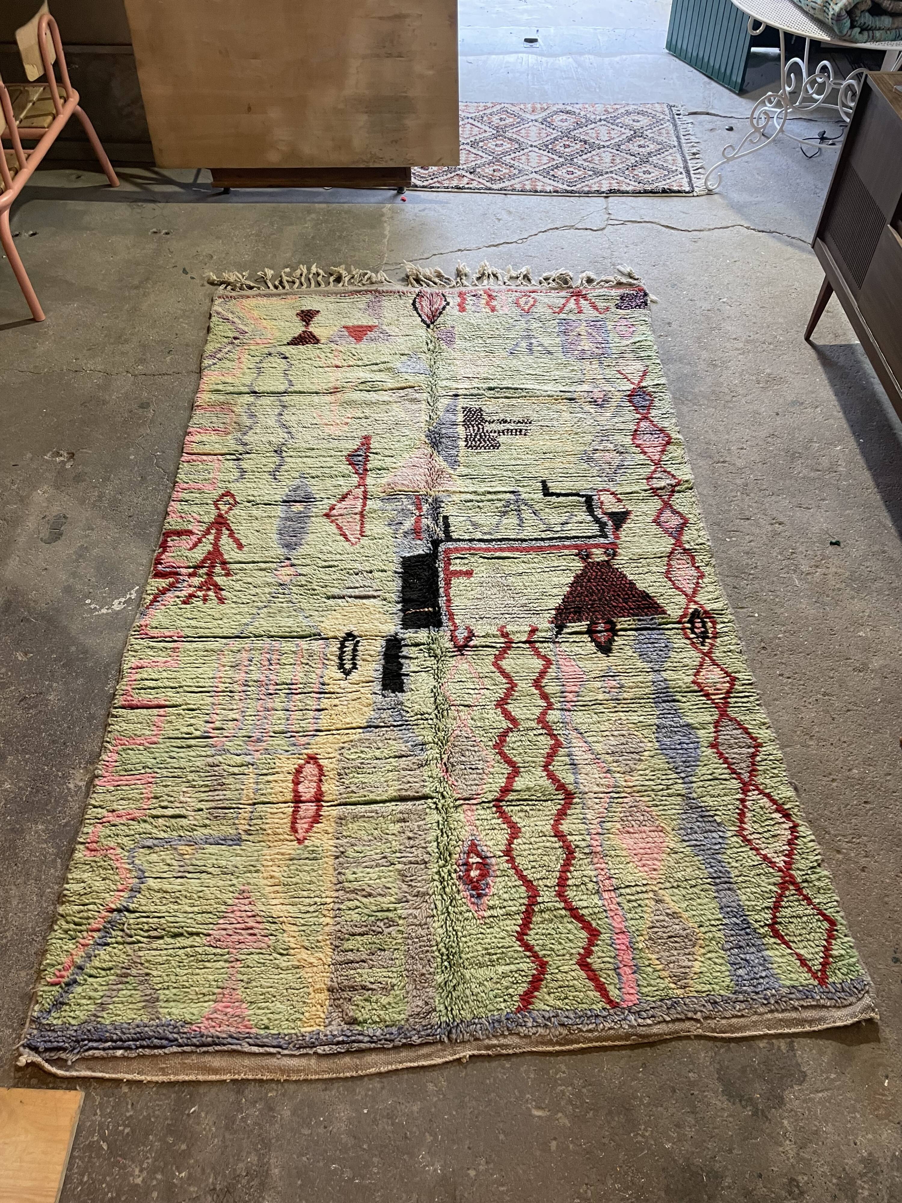Berber carpet Azilal decoration and pastel colors 265x155cm