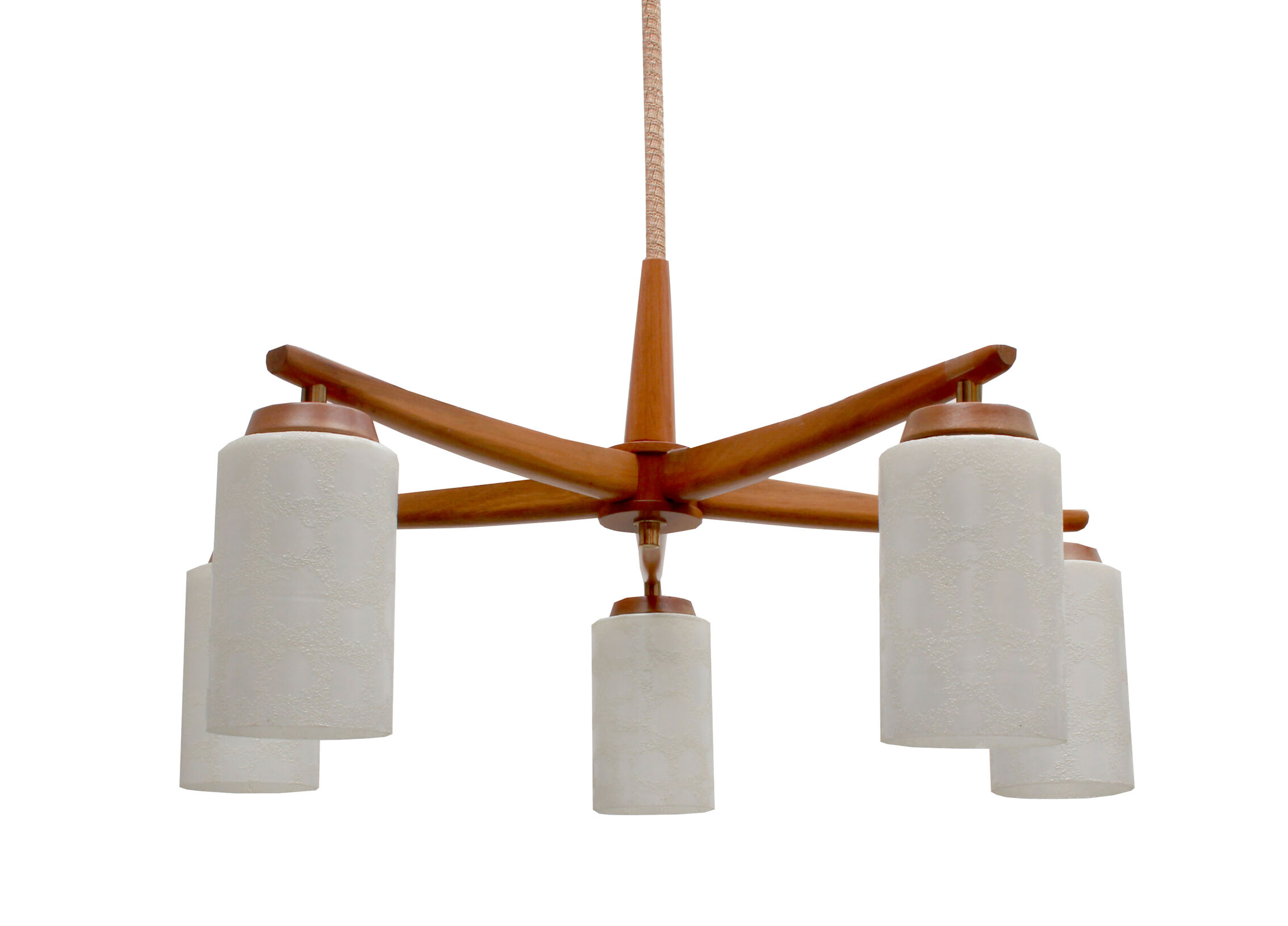 1960s ceiling light walnut opaline glass