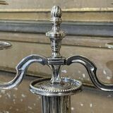 Pair of 2-branched candlesticks in silver metal