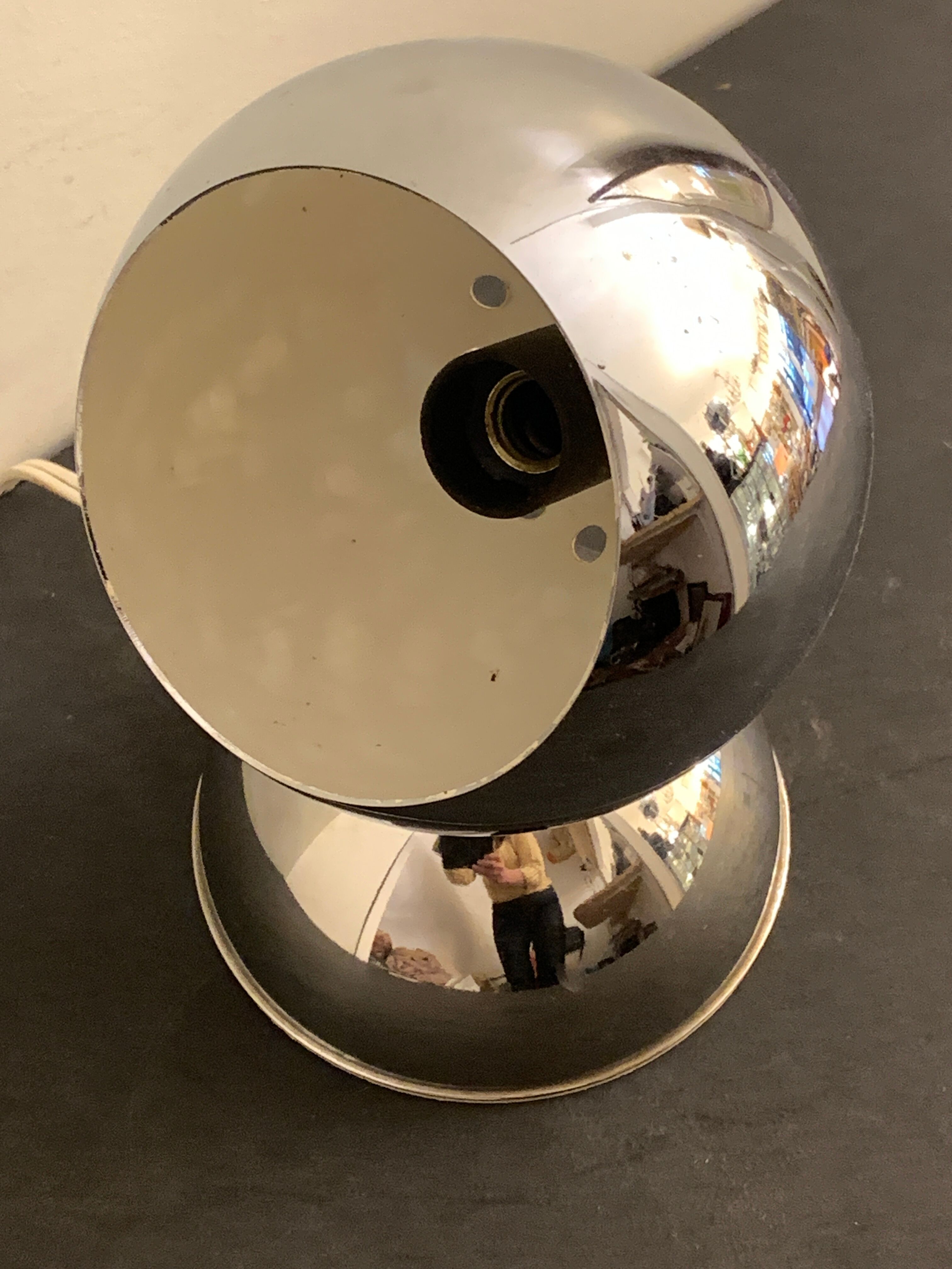 Chrome eyeball lamp, Italian design Goffredo Reggiani, 1970