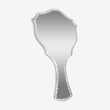 Hand mirror to place or hang chiseled beveled glass