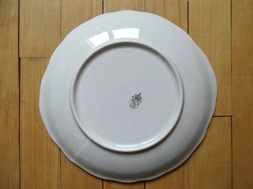 Kg luneville "street lamp" plate cake dessert earthenware hand-painted flowers ø 27 cm