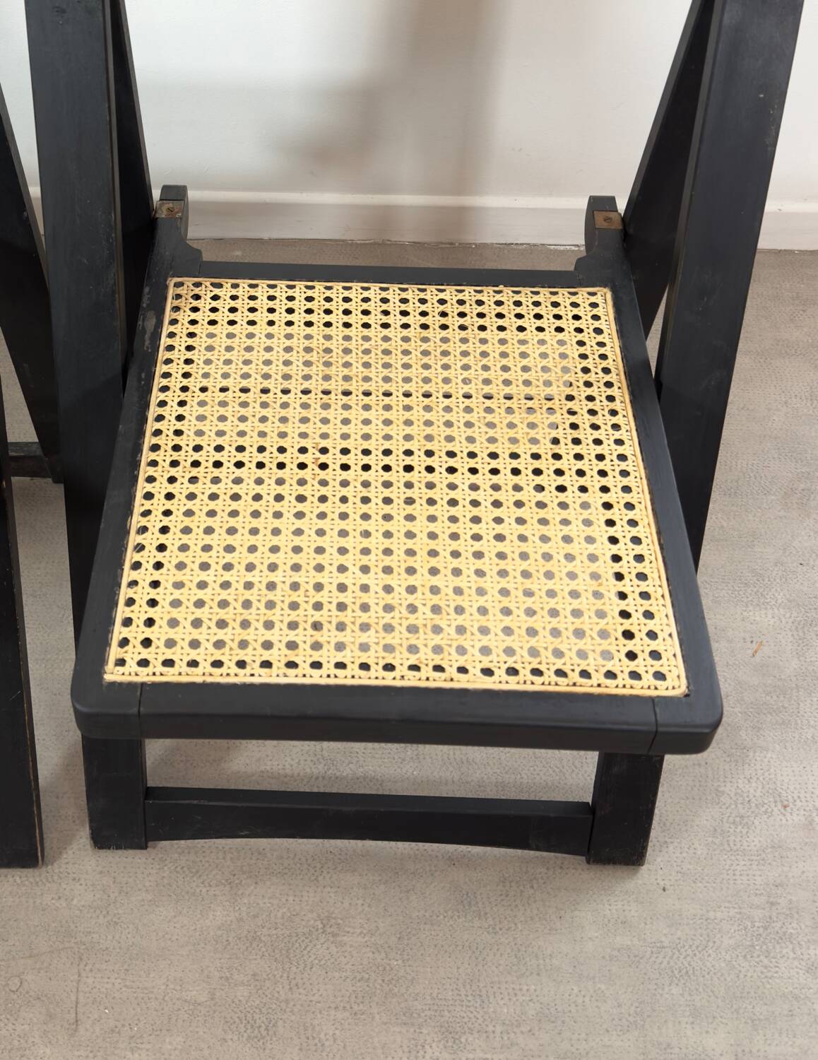 Pair of folding cane chairs