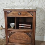 Art Deco bedside table in walnut and marble