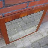 Miroir vintage en teck Danemark 1970 - 49x49cm
