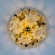 Large Italian Murano glass white frosted flowers ceiling flush mount, 1970s
