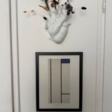 Impression Mondrian composition verticale Bleu et Blanc