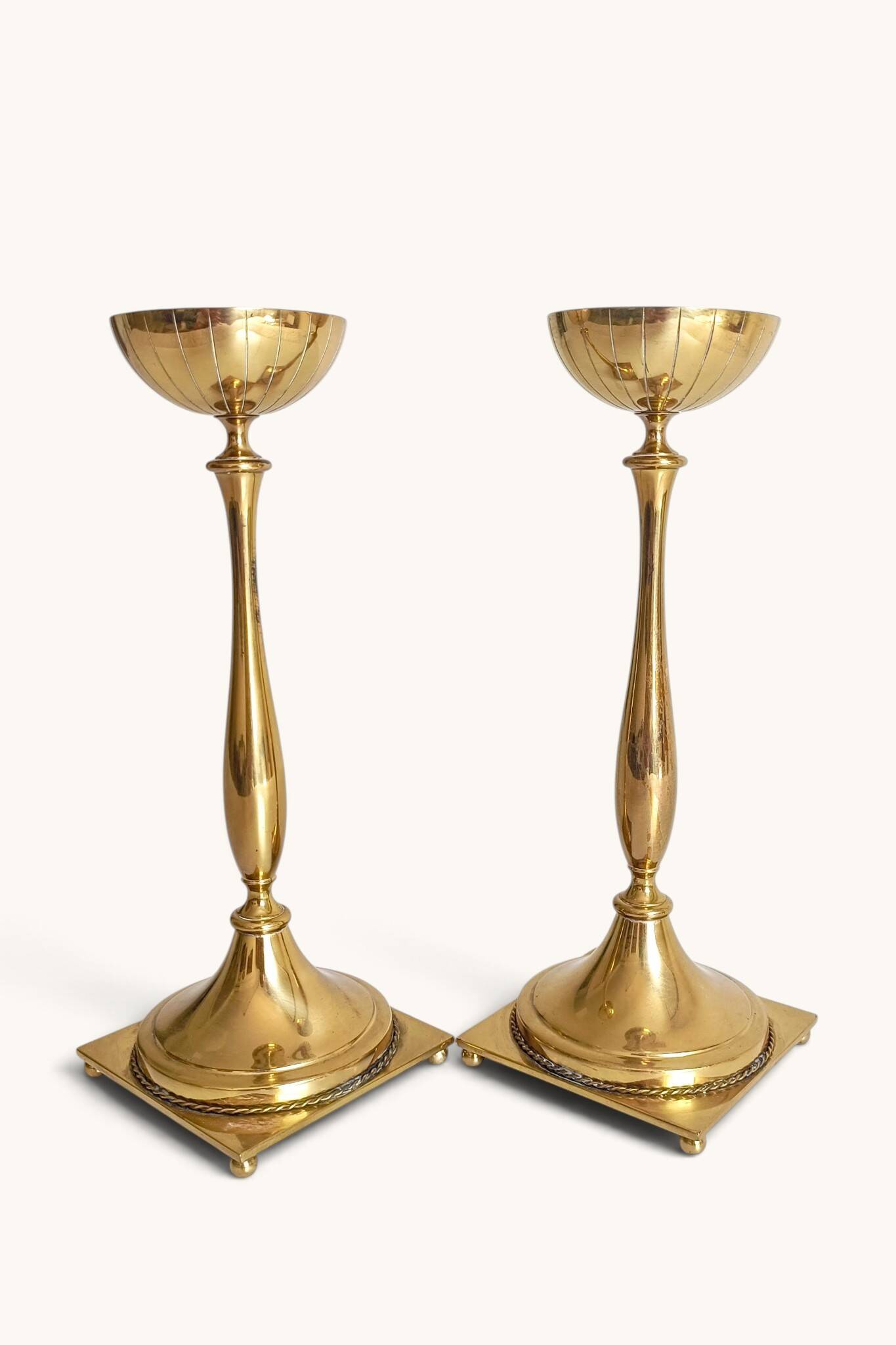 Scandinavian Modern Brass Candlesticks by Gunnar Ander for Ystad Metall