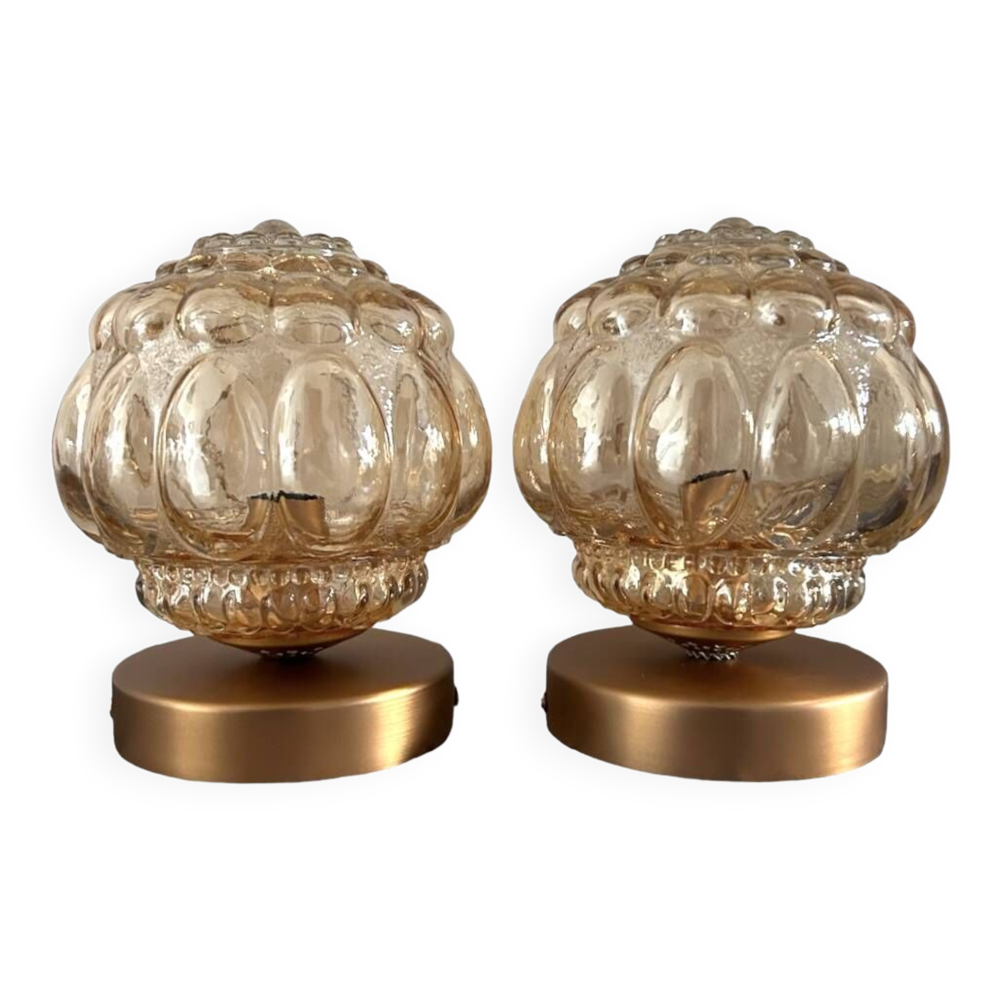 Pair of Scandinavian golden globe wall lights