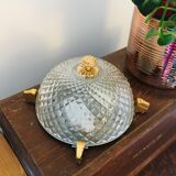 Plafonnier en verre moulé et laiton