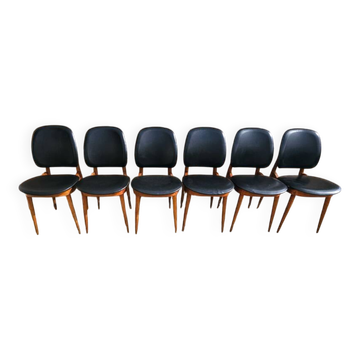 6 "Pegasus" chairs by Pierre Guariche for Baumann, France, 1960s.
