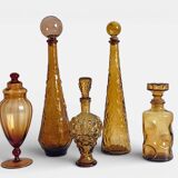 Empoli Amber Glass Decanter Set by Wayne Husted, Handmade in Italy