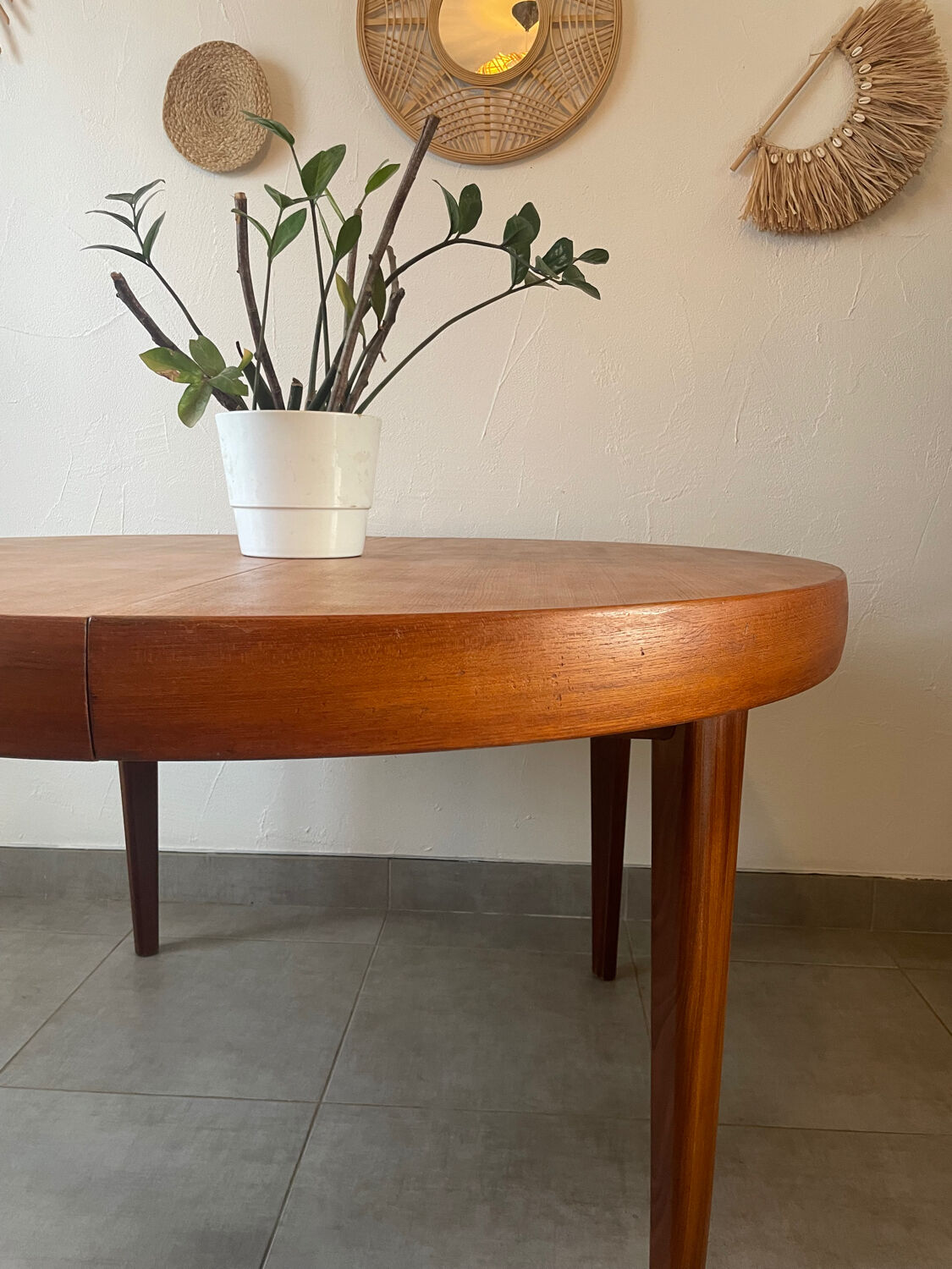 Table en teck vintage NF 2 rallonges