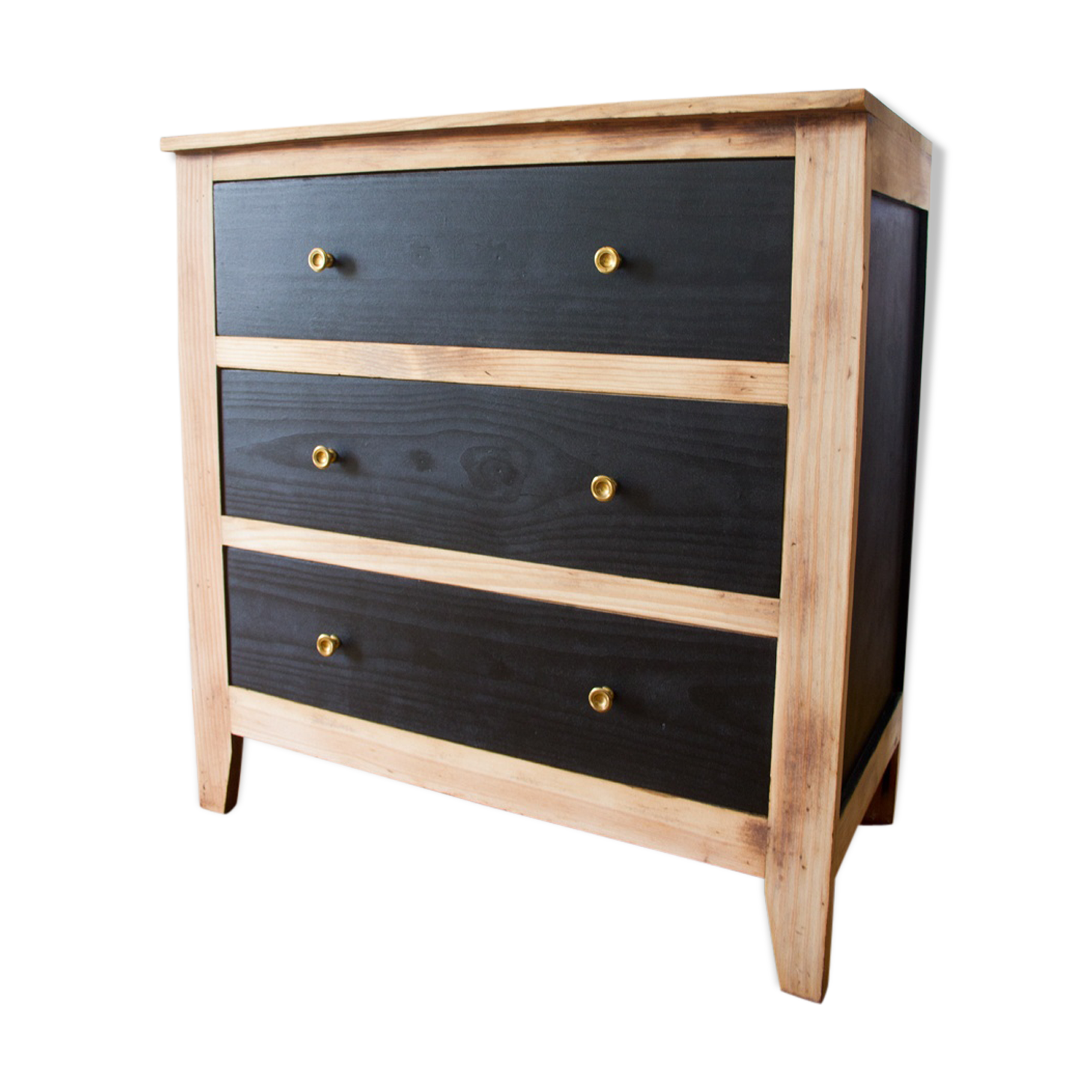 Commode vintage noire et bois