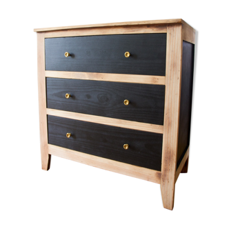 Black and wood vintage chest of drawers