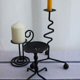 Set of 3 wrought iron candle holders