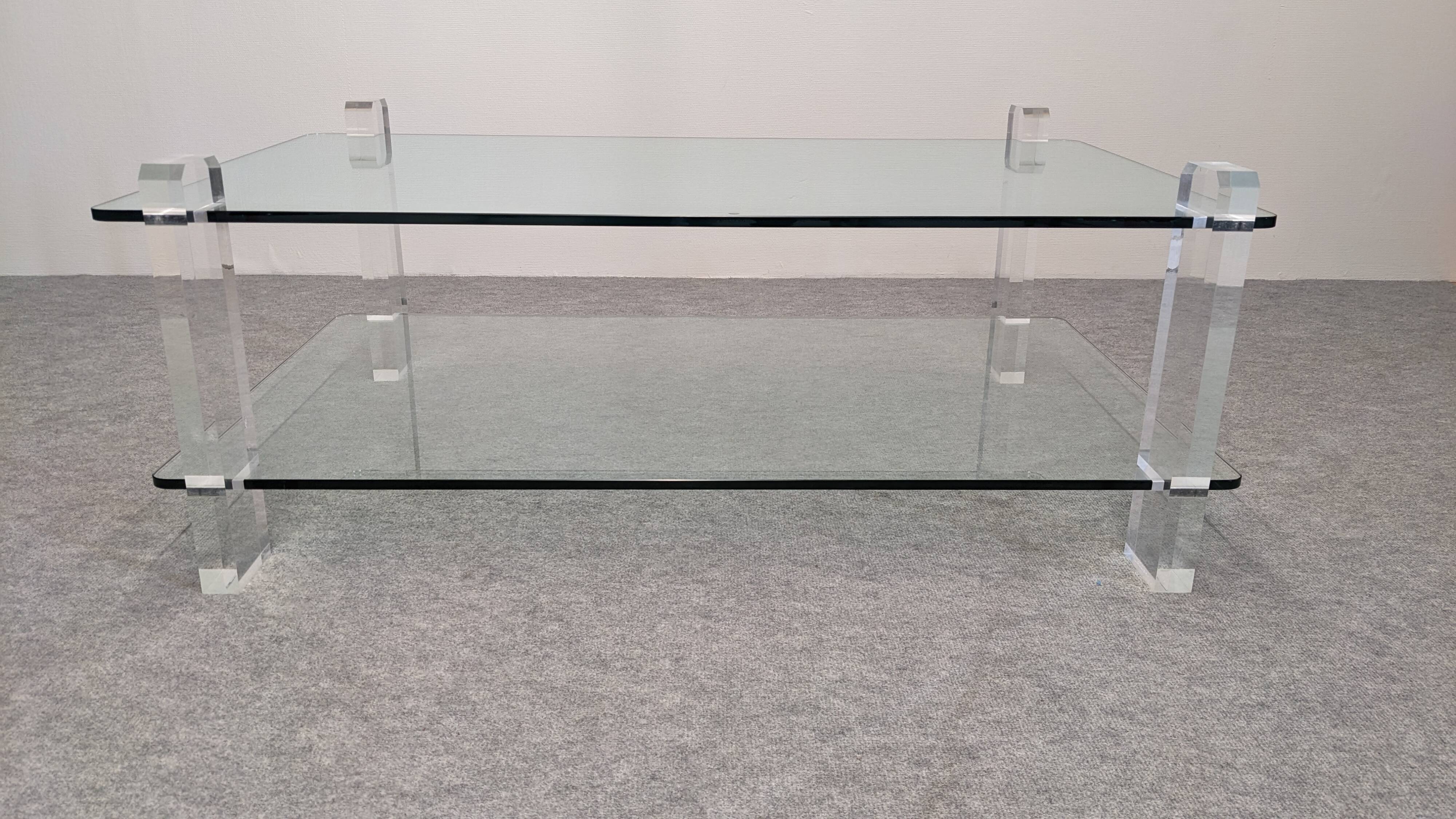 Glass and Lucite coffee table by Karl Springer, USA circa 1980