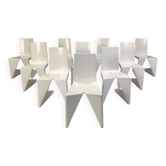 Set of 10 LRC fiberglass dining chairs by Wiel Arets for Lensvelt, early 21
