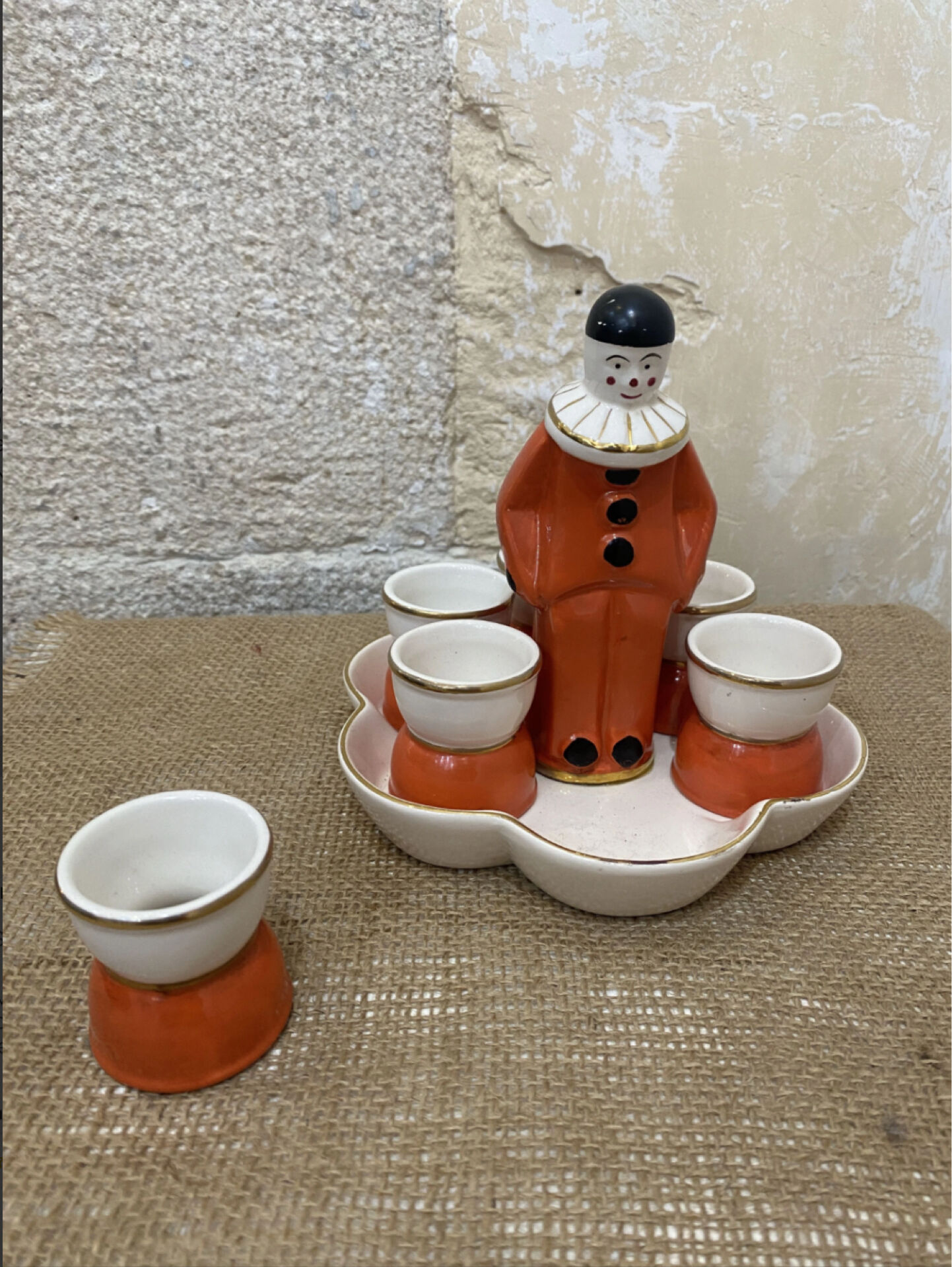 Rare Art Deco egg service Pierrot – Robj – Ceramics